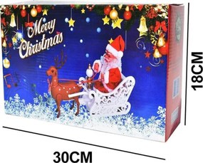 Elektromos Mikulás szán rénszarvassal és hanghatásokkal – mozgó karácsonyi dísz gyerekeknek és otthonra HS-1371-10