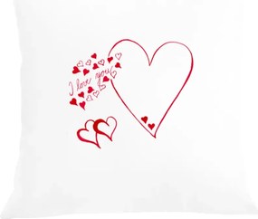 Párna párnahuzat Valentin Nap Szívek I love You