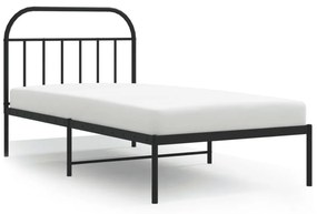 fekete fém ágykeret fejtámlával 100 x 200 cm