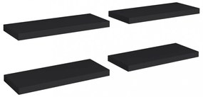 4 db fekete MDF lebegő fali polc 60 x 23,5 x 3,8 cm