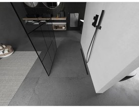 Mexen Kioto, Walk-In zuhany paraván 100 x 200 cm, 8 mm üveg fekete mintás, grafit profil, 800-100-002-66-77