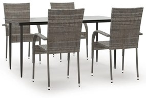 vidaXL 5 részes szürke kerti étkezőgarnitúra