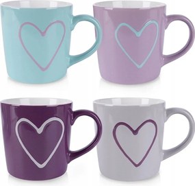 Kerámia bögrék Nagy 600 ml 4 db-os szett Szív Mosogatógép/Mikrohullámú Orion