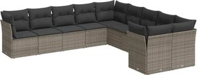 vidaXL 10 részes szürke polyrattan kerti ülőgarnitúra párnákkal