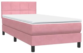 Box Spring ágy matraccal rózsaszín 100x220 cm bársony