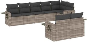 vidaXL 8 részes világosszürke polyrattan kerti ülőgarnitúra párnával