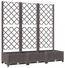 barna polipropilén rácsos kerti ültetőláda 120 x 40 x 121,5 cm