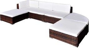 vidaXL 6 részes barna polyrattan kerti ülőgarnitúra párnákkal