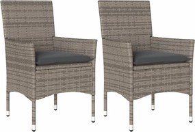 vidaXL 2 db szürke polyrattan kerti szék párnával