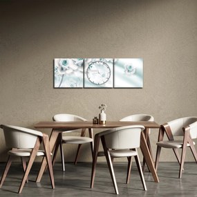 Kép - Türkiz rózsa virágok (órával) (90x30 cm)