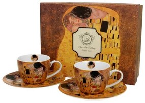Porcelán eszpresszócsésze+alj,90 ml,2 személyes,dobozban, Klimt: The Kiss
