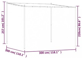 bézs szövet és acél pavilon 3 x 3 m 180 g/m²