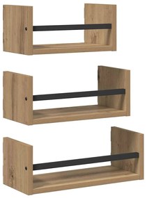 vidaXL Fali polc készlet 3 pcs Artisan tölgy 40x16x14cm Faanyag