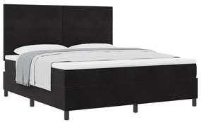 Boxspring Ágy Matrac Kárpit Fekete Szuper Király Bársonyos