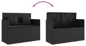 fekete polyrattan kerti pad párnával