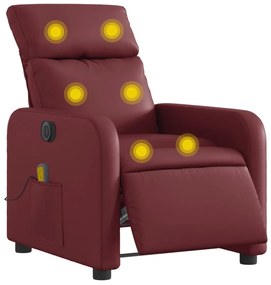 vidaXL bordó műbőr elektromos dönthető masszázsfotel