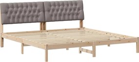 vidaXL Ágykeret Kárpitozott Fejtámlával fejtámlával Barna 200 x 200 cm