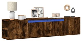 füstös tölgy színű fali TV-szekrény LED-del 180 x 31 x 39,5 cm