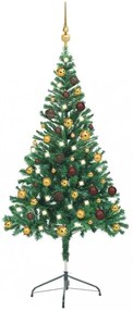 Zöld műkarácsonyfa LED fénnyel és gömbszettel 150 cm 380 ággal