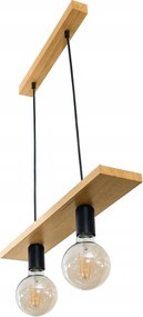 Led Mennyezeti Függő Lámpa 2x E27 0-110cm Tölgy Falra szerelhető Túlnyúló Deszka Nappali