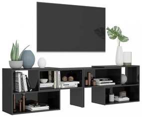 magasfényű szürke szerelt fa TV-szekrény 149 x 30 x 52 cm