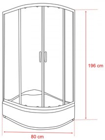 Katia 80x100 cm aszimmetrikus íves zuhanykabin zuhanytálcával