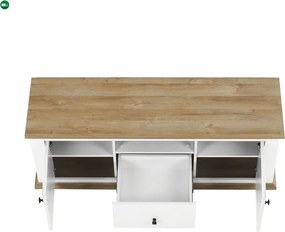 TV asztal MZ15, fehér/grand tölgy, LEON
