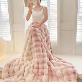 Yiwu plüss takaró 200x230 cm, rózsaszín/fehér