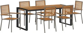 vidaXL Kert étkező szett 7 pcs Szürke és Barna polirattan