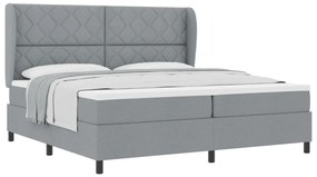 Boxspring Ágy Matraccal - Világosszürke, 200x200 cm Szövet
