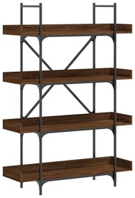 4-szintes barna tölgy szerelt fa könyvespolc 100x33x145,5 cm