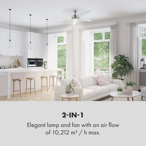 Klarstein Bolero, 2 az 1-ben mennyezeti ventilátor, 134 cm, lámpa, 55 W, távirányító, fehér