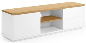 Fehér TV-állvány tölgyfa dekorral 150x44x36 cm Abilen – Kave Home