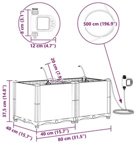 Kerti ültetők Fekete 80 x 40 x 37.5 cm Acél