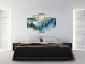 Kép - Erdős táj köddel (150x105 cm)