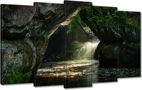 Vászonkép 100x60 Hegyek Sziklák Vízesés