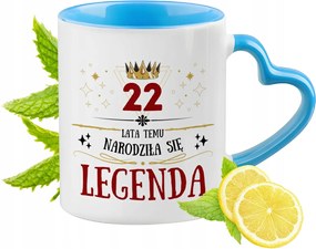 Születésnap 22 22. 22. Kék Bögre Szív Alakú Füllel Ajándék