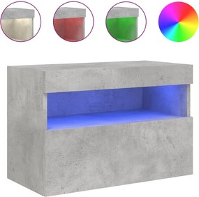 vidaXL betonszürke falra szerelhető TV-szekrény LED-del 60x30x40 cm