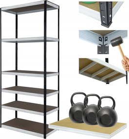 Tárolószekrény fém állvány Helios 213x100x30cm 6Px350kg Tömör