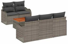 vidaXL Kerti Kanapé Szett párnával 6 pcs Szürke polirattan