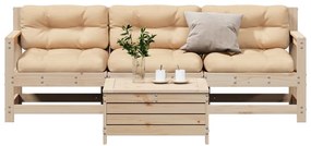 vidaXL 4 részes tömör fenyőfa kerti ülőgarnitúra párnákkal