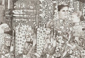 Fali tapéta Panorámával Virágos portrék 152x104 Ragasztó