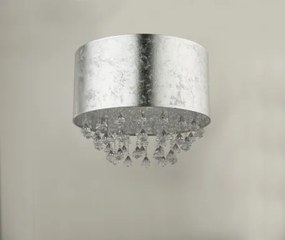 Globo 15188D3 Mennyezeti lámpa, nikkel matt, textil ezüst , akril kristály, áttetsző, ø: 400, H:380, Foglalat típusa:1xE27 60W 230V