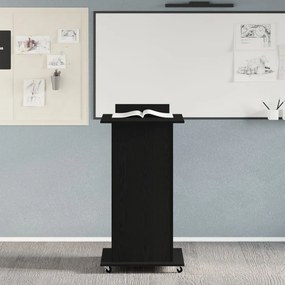 vidaXL Előadó emelvény kerekekkel Fekete tölgy faforgács