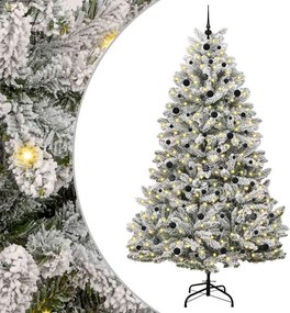 vidaXL Mű karácsonyfa 300 LED-del Zöld és Fehér 240 cm PVC és fém
