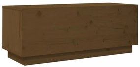 mézbarna tömör fenyőfa TV-szekrény 90x35x35 cm