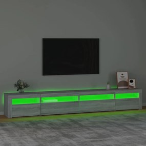 szürke sonoma színű TV-szekrény LED-lámpákkal 270x35x40 cm