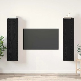 TV Szekrény Szett 4 pcs Musta tammi 30.5 x 30 x 60 cm Faanyag