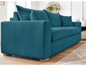 Kék kordbársony kinyitható kanapé 225 cm Augustin – Bobochic Paris