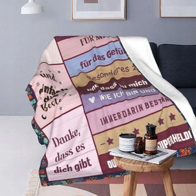 Takaró ágytakaró ajándék anyák napjára apa puha 130x150cm német felirat